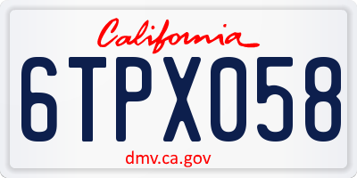 CA license plate 6TPX058