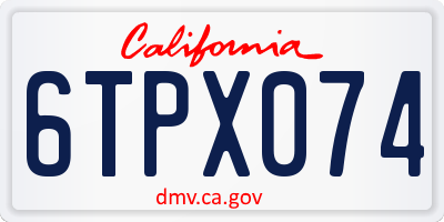 CA license plate 6TPX074