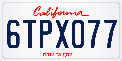 CA license plate 6TPX077