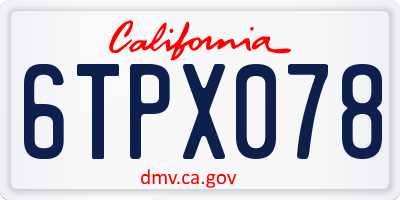 CA license plate 6TPX078