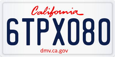 CA license plate 6TPX080