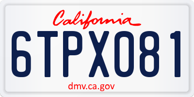 CA license plate 6TPX081