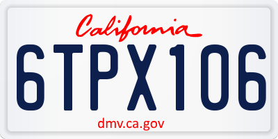 CA license plate 6TPX106
