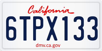 CA license plate 6TPX133