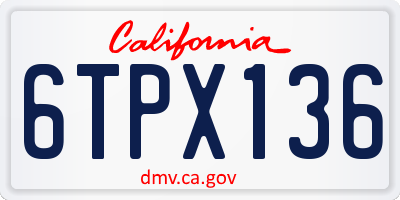 CA license plate 6TPX136
