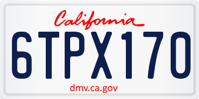 CA license plate 6TPX170
