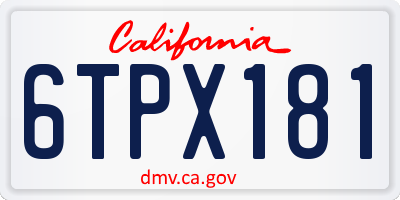 CA license plate 6TPX181