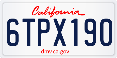 CA license plate 6TPX190