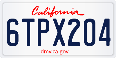 CA license plate 6TPX204