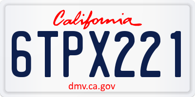 CA license plate 6TPX221