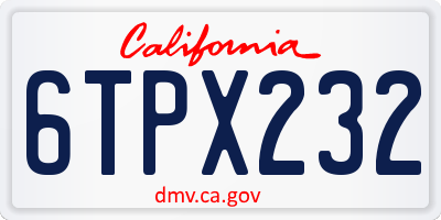 CA license plate 6TPX232