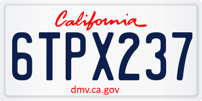 CA license plate 6TPX237