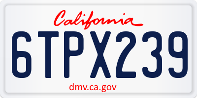 CA license plate 6TPX239