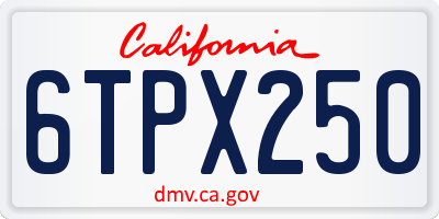CA license plate 6TPX250