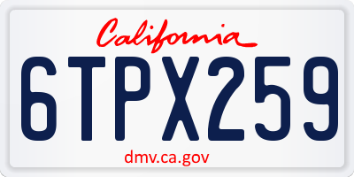 CA license plate 6TPX259