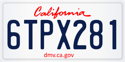 CA license plate 6TPX281