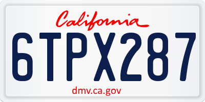 CA license plate 6TPX287