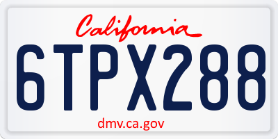 CA license plate 6TPX288