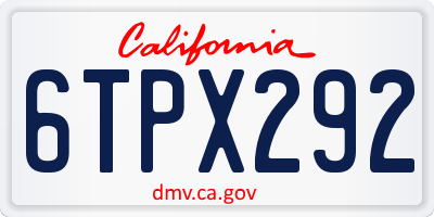 CA license plate 6TPX292