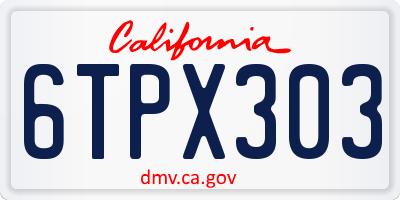 CA license plate 6TPX303