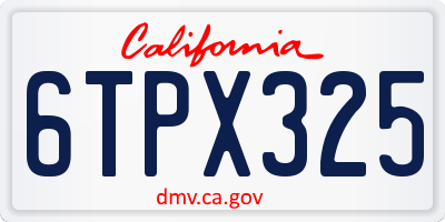 CA license plate 6TPX325