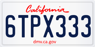 CA license plate 6TPX333