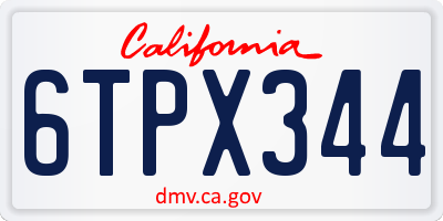 CA license plate 6TPX344
