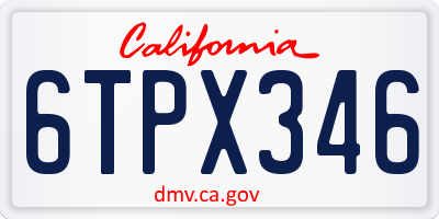 CA license plate 6TPX346
