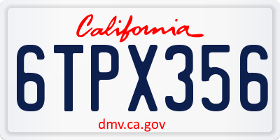 CA license plate 6TPX356