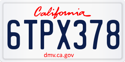 CA license plate 6TPX378
