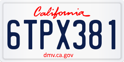 CA license plate 6TPX381