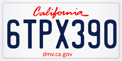 CA license plate 6TPX390