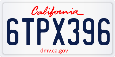 CA license plate 6TPX396