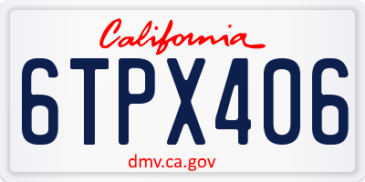CA license plate 6TPX406