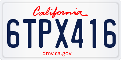 CA license plate 6TPX416