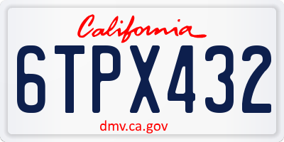 CA license plate 6TPX432