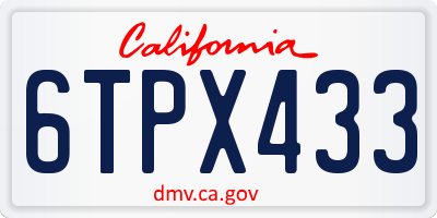 CA license plate 6TPX433