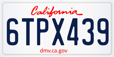 CA license plate 6TPX439