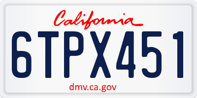 CA license plate 6TPX451