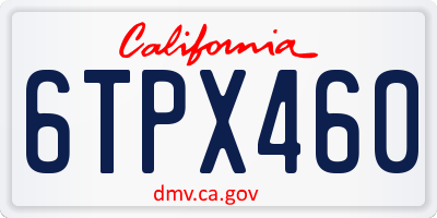 CA license plate 6TPX460