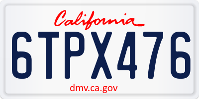CA license plate 6TPX476