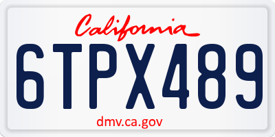 CA license plate 6TPX489