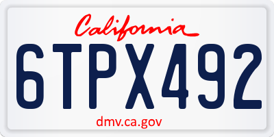 CA license plate 6TPX492