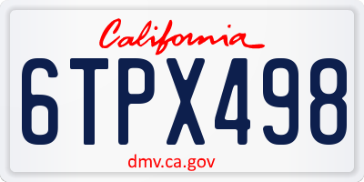 CA license plate 6TPX498