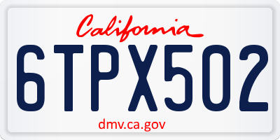 CA license plate 6TPX502