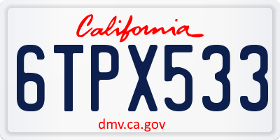 CA license plate 6TPX533