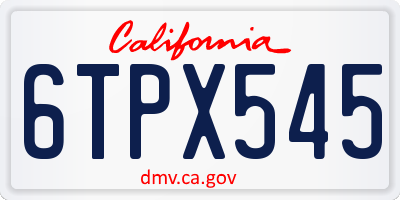 CA license plate 6TPX545