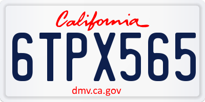 CA license plate 6TPX565
