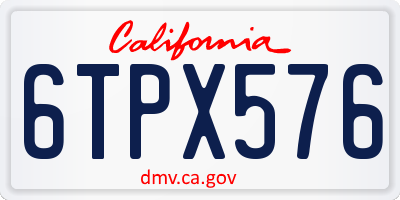 CA license plate 6TPX576