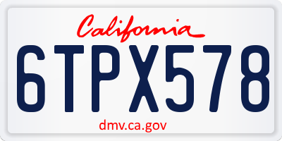 CA license plate 6TPX578